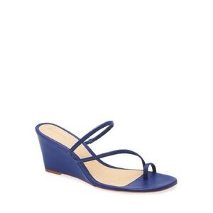 Reformation Women‎ Cobalt Blue Leather Strappy Toe Loop Wedge Sandals Size 8